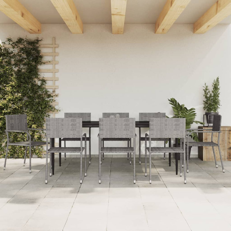 Ensemble repas d'extérieur Zalena, 8, Gris, 78,7 po x 39,4 po x 29,1 po