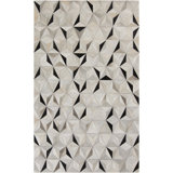 Trail Cowhide Geometric Area Rug in Charcoal/Gray/Taupe