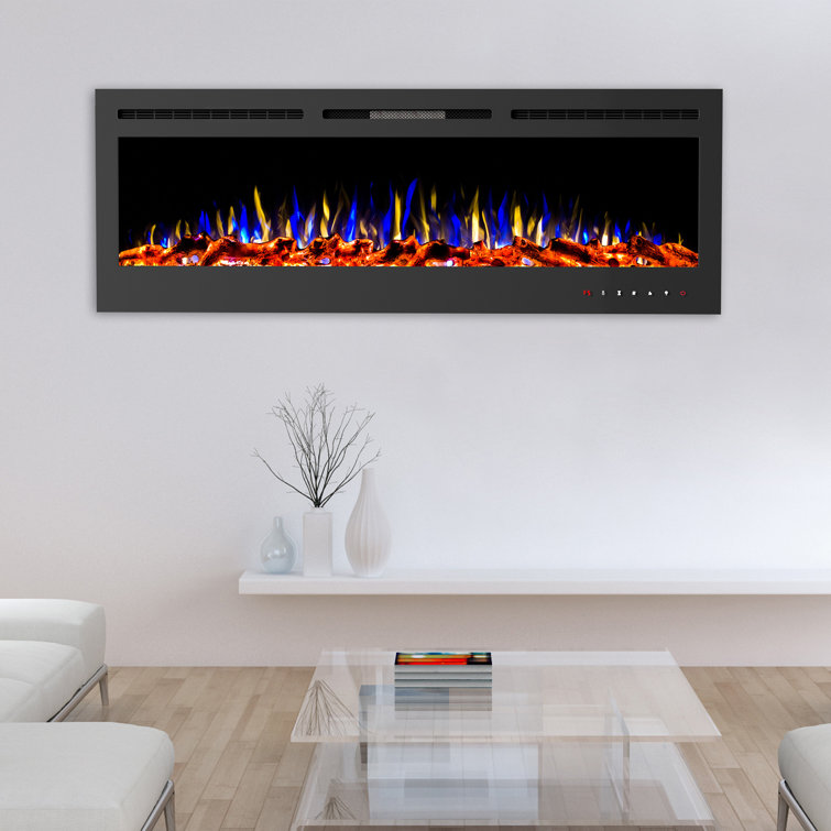 Christenson 72" Wall Mounted Electric Fireplace with Remote (Black)