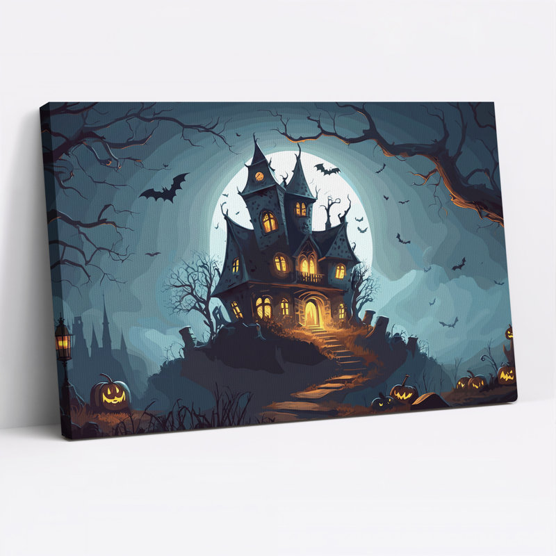 Art mural sur toile Spooky Haunted Mansion, H 20 po x l 30 po