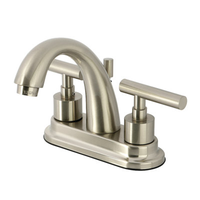 Kingston Brass Manhattan Two-Handle 3-Hole Deck Mount 4" Centerset Bathroom Faucet with Brass Pop-Up