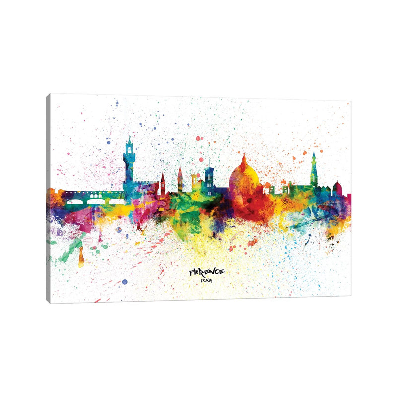 Florence Italy Skyline Splash by Michael Tompsett - Wrapped Canvas Print, 20.32 cm H x 30.48 cm W