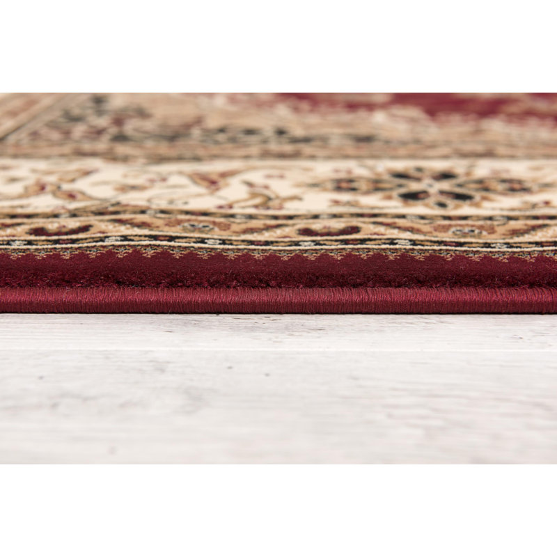 Tapis rouge / beige 4 pi x 6 pi (3 pi 9 po x 5 pi 6 po) à motif de médaillon persan rouge / beige Branch Branch