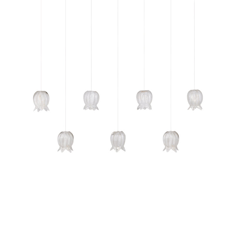 Polpo 7-Light Round Multi-Drop Pendant, 13" H x 57" W x 5.25" D, White, 1050 Lumens