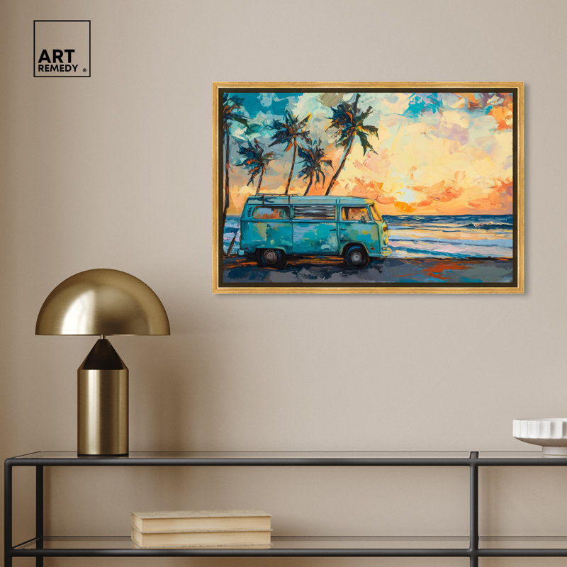 Colorful Coastal Canvas Print with Gold Frame, 31.5" x 21.5"