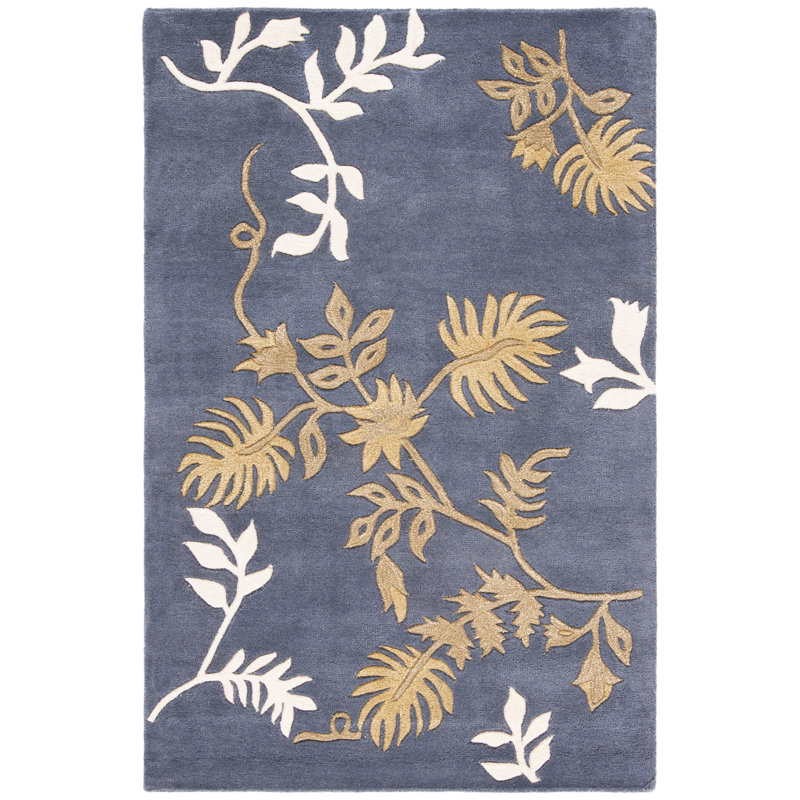 Tapis floral en laine et viscose touffeté à la main Candelo Soho, Rectangle 3 pi 6 po x 5 pi 6 po