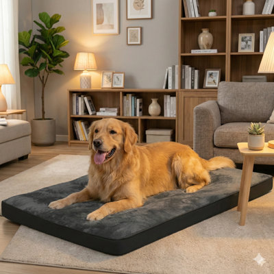 Dog Crate Bed Designed for Large-Sized Dogs, Machine-Washable Kennel Pad with Ultra-Soft Pet Resting Surface for Cages, Non-Slip Base, 35 by 22 Inches, Black Finish