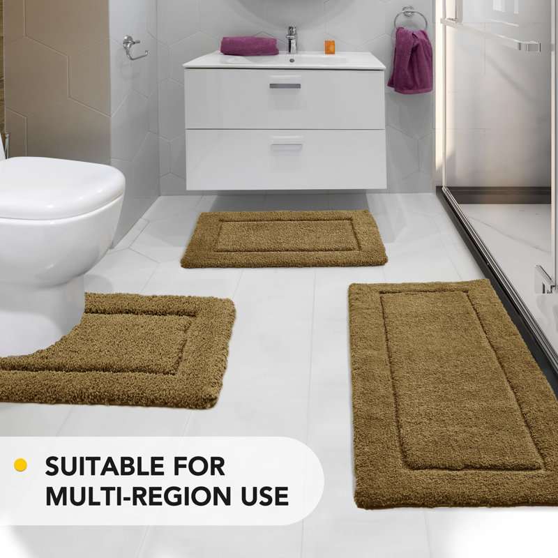 Toilet Rugs U Shaped, Extra Soft Plush Non Slip Washable Thick Contour Bath Rugs, 20 x 24, Dull Gold