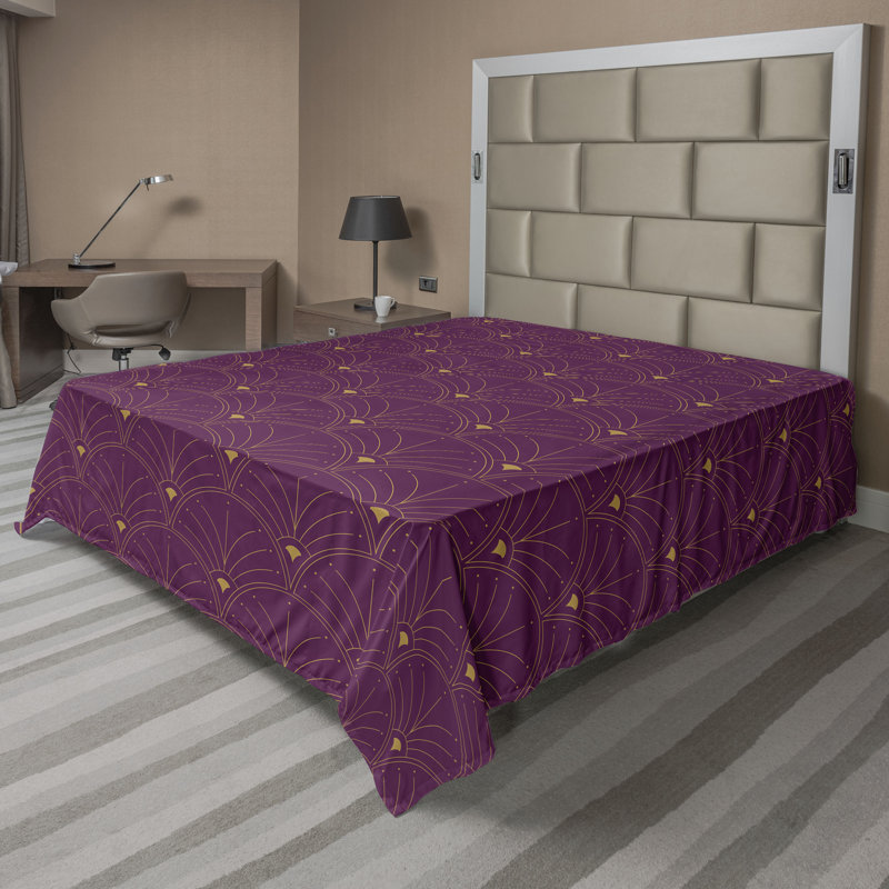 Polyester Floral Flat Sheet, Plum/Sand Brown, Full Flat Sheet