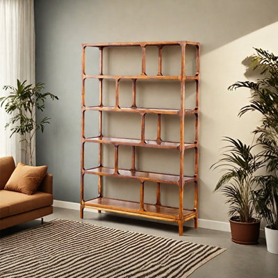 Chinese style solid wood multi-layer bookcase