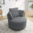 Niama Upholstered Swivel Lounge Armchair With Pillows-1154833258