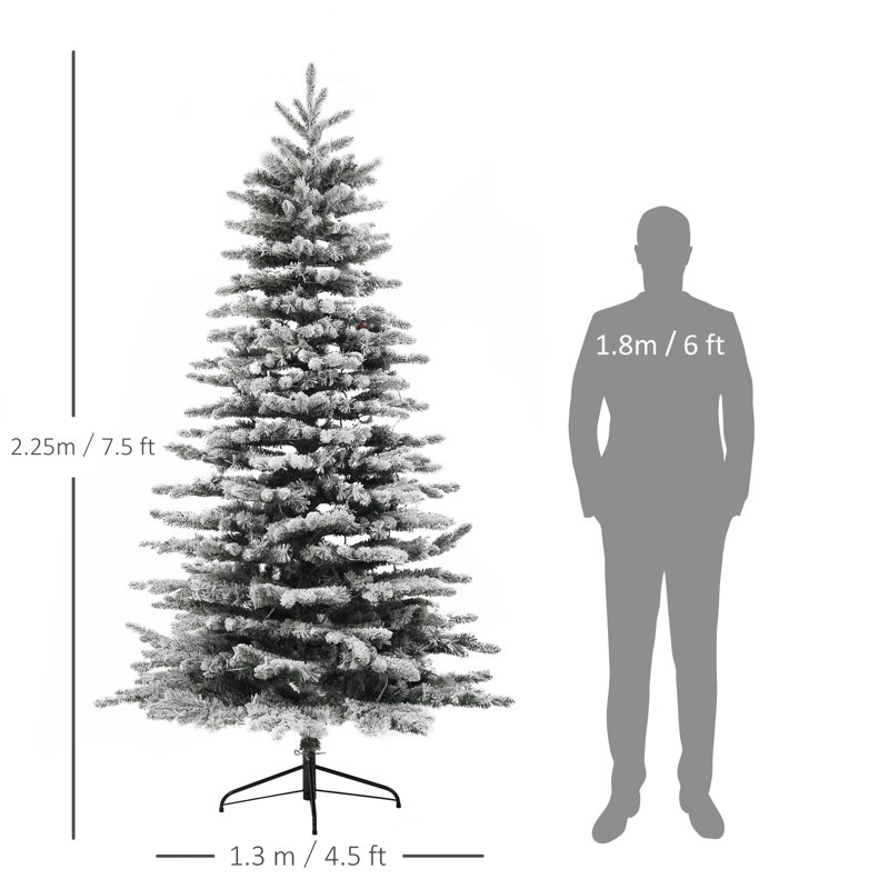 Arbre de Noël artificiel pin de montagne 7,5 pi HOMcom pré-éclairé, H 7,5 pi