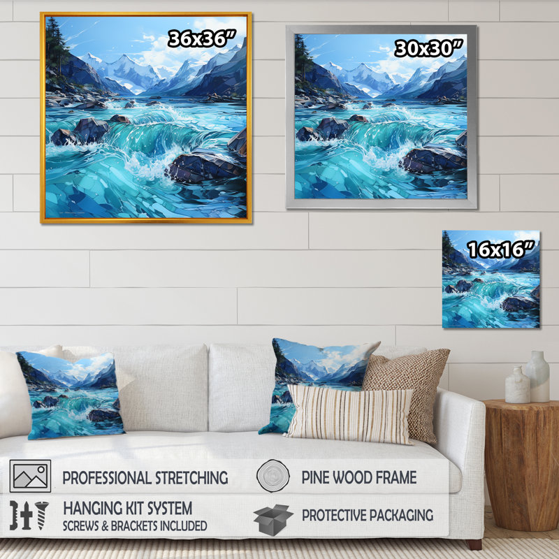 Glacier Charm en Alaska - impression, H 16 po x l 16 po x P 1 po, Toile tendue