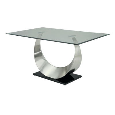 Glass Top Metal Base Dining Table