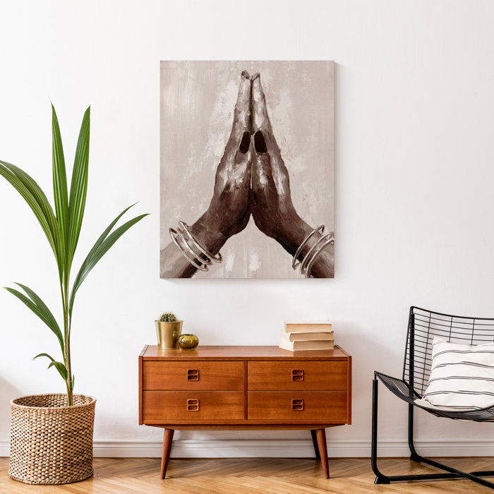 Red Barrel Studio® Painted Praying Hands On Canvas Painting | Wayfair