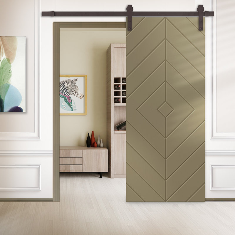 Porte de grange en bois et métal avec quincaillerie d'installation, H 84 po x l 36 po, Vert