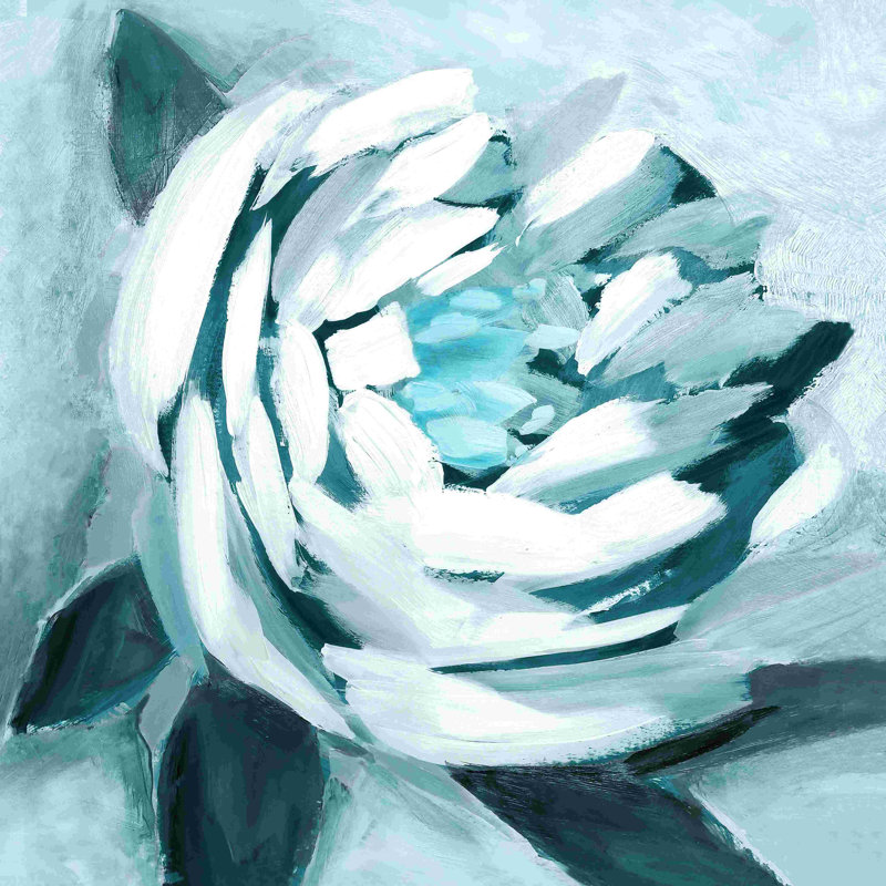 Fleur bleue peinte, H 12 po x l 12 po