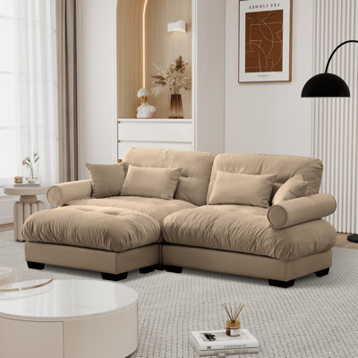 Over Size Modern Upholstered Sofa With Ottoman