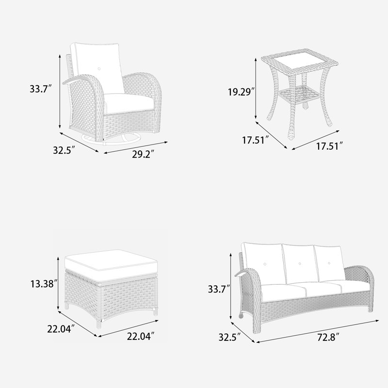 Ensemble de 6 chaises d'extérieur Layinsun, Beige, Noir, noir, noir, noir