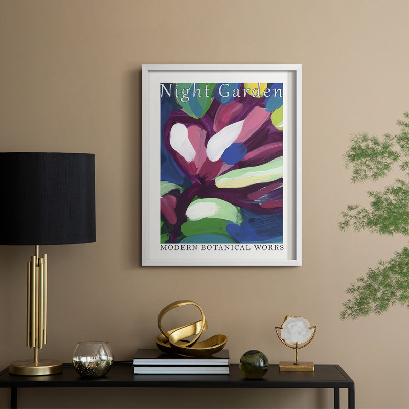 " Night Garden Exhibition Posters IV ", 15" H x 12" W, White