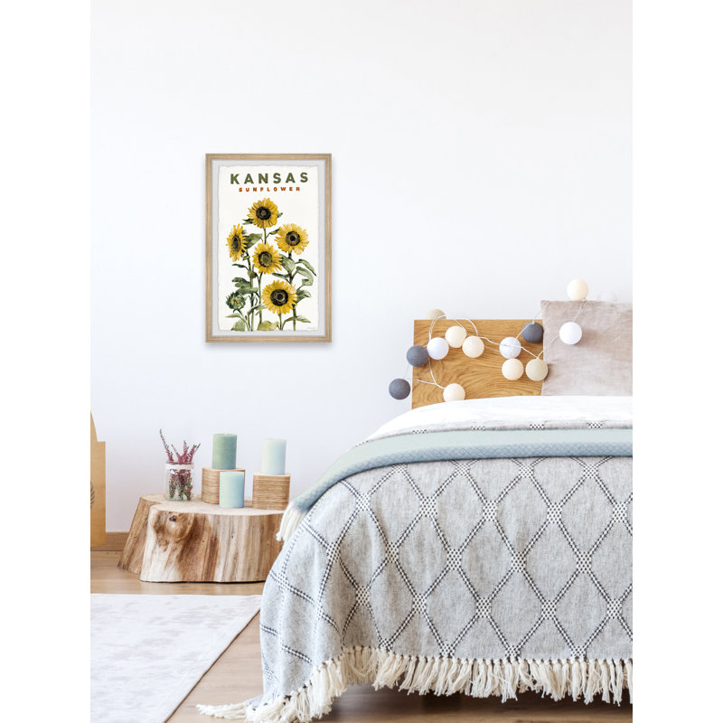 Kansas, tournesol, reproduction encadrée, H 18 po x l 12 po x 1,5 po