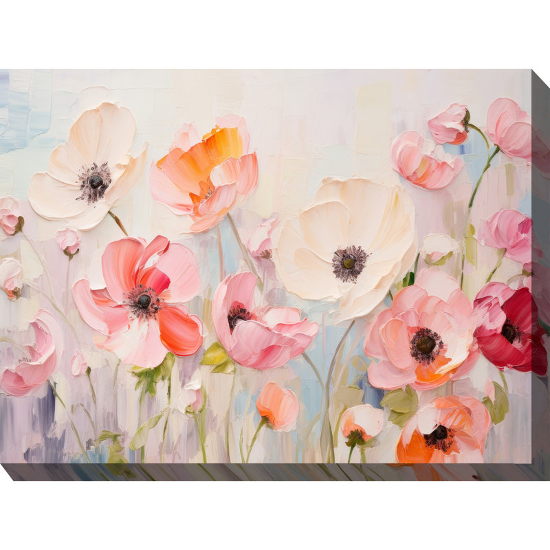 Art sur toile pastel coquelicots d'extérieur