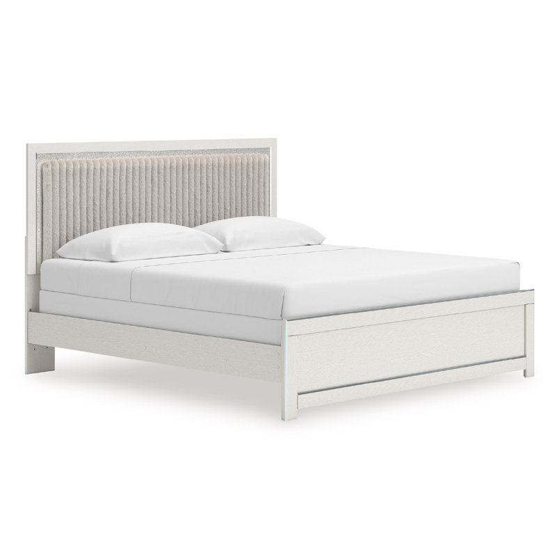 Laurentis King Upholstered Panel Bed, White, King