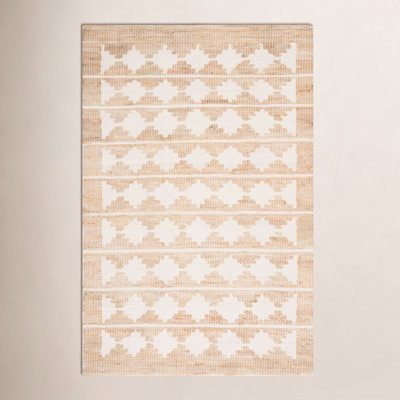 Ivory Natural Hand-Loomed Jute Wool Rug