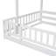 Lit simple superposé au dessus d'un lit double avec glissade, escalier de rangement, lit superposé en bois de pin massif avec garde-corps de sécurité, blanc, lit