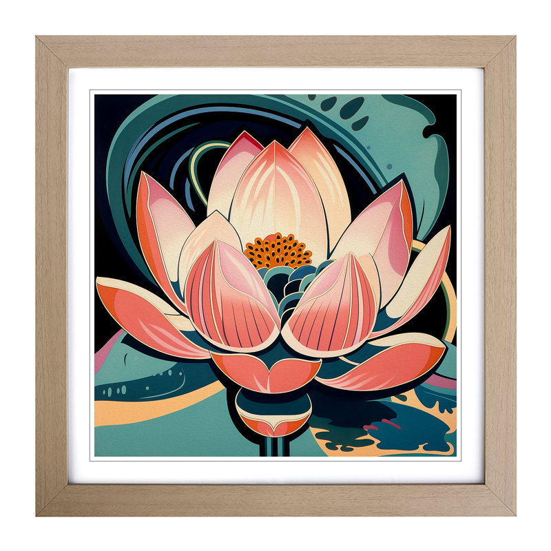 Lotus Flower Constructivism No.3 - Framed Print, Oak