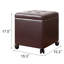 Repose-pieds de rangement carré en similicuir 15,3 po avec roulettes-1650217485