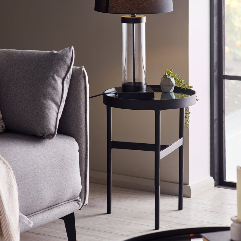 Loughman Mirror Glass Lamp Table