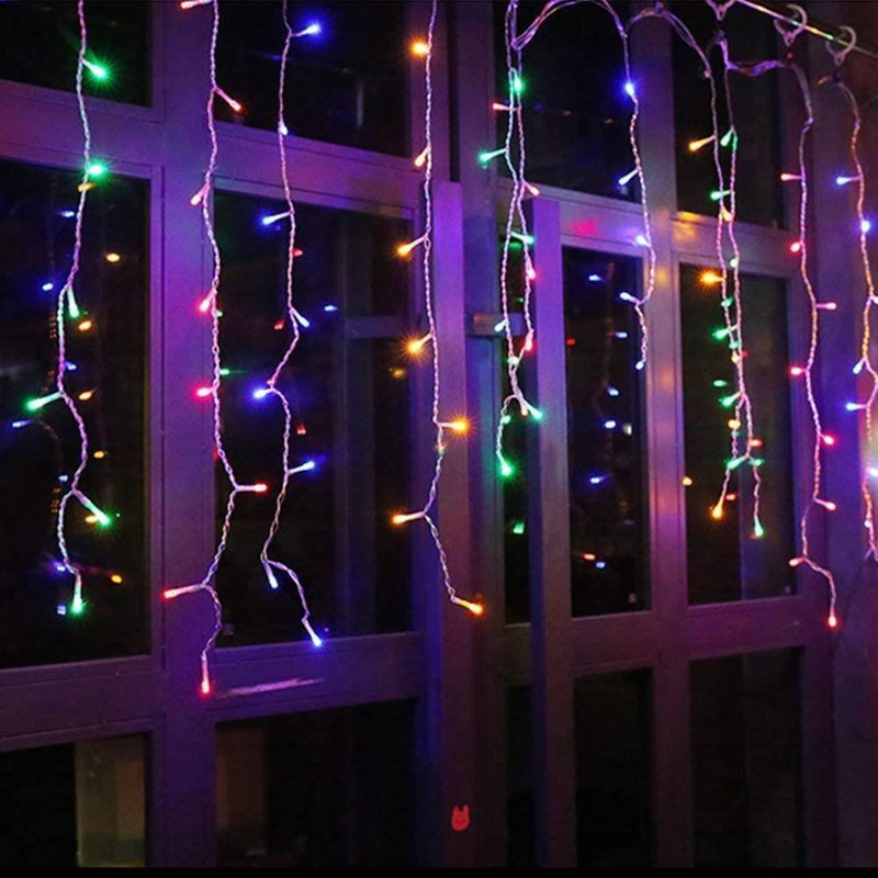 240 Multi Colour LED Icicle Christmas Lights with 8 Lighting Modes, Auto Timer and Memory Function
