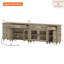 Buffet de cuisine avec 4 tiroirs et portes vitrées, style milieu du siècle avec station de recharge, gris délavé-1609845455