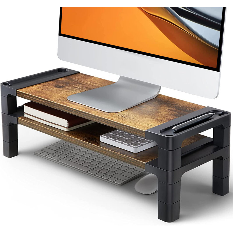 Monitor Stand Computer Riser, Monitor Stand For Desk With Adjustable Height And 2 Platforms, Ergonomic Computer Riser, Monitor Riser For Laptops And Monitors