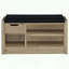Banc de rangement en chêne blanc avec coussin et tiroir en similicuir-471464482