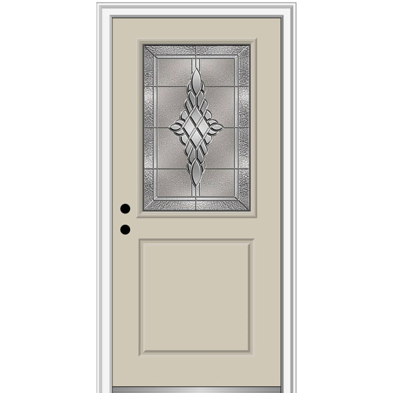 Porte d'entrée pré-montée en fibre de verre 1/2 panneau Grace Grace, H 80 po x l 36 po x P 1,75 po, Ouverture à droite