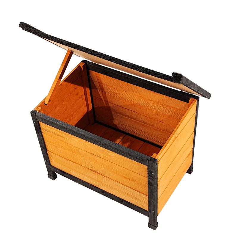 Grande niche pour chien en bois avec porte - tablettes d'entrée pour l'eau de pluie