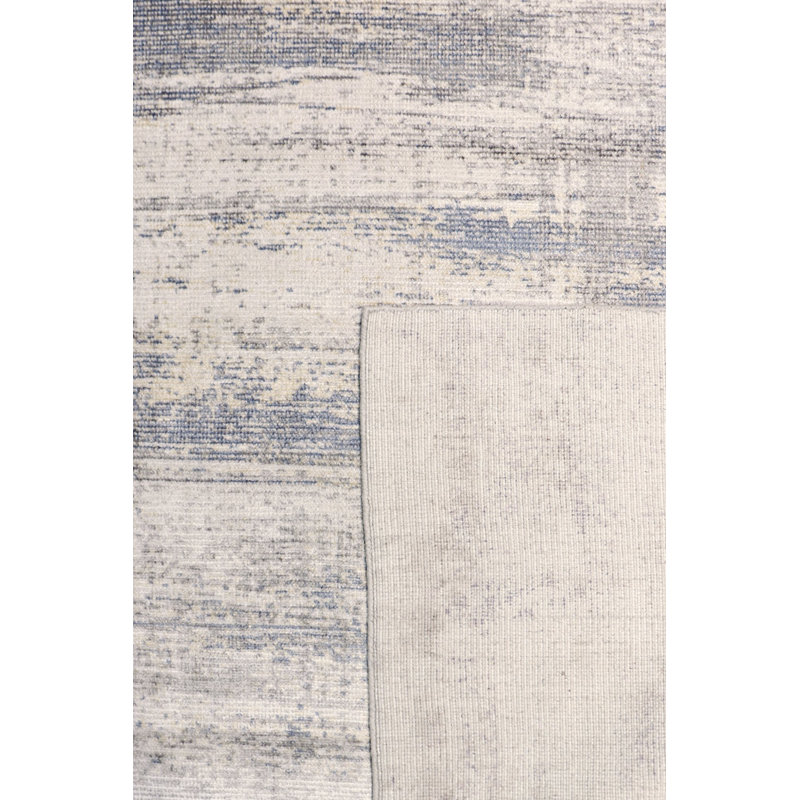 Tapis beige / gris en laine / soie tissé à la main, Rectangle 6 pi x 9 pi