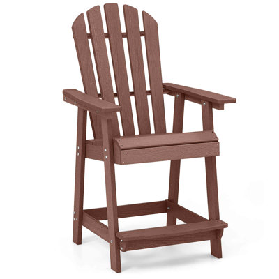 Bar Stool Hdpe Patio Chair With Armrest Footrest Home Indoor Outdoor Brown by Dovecove