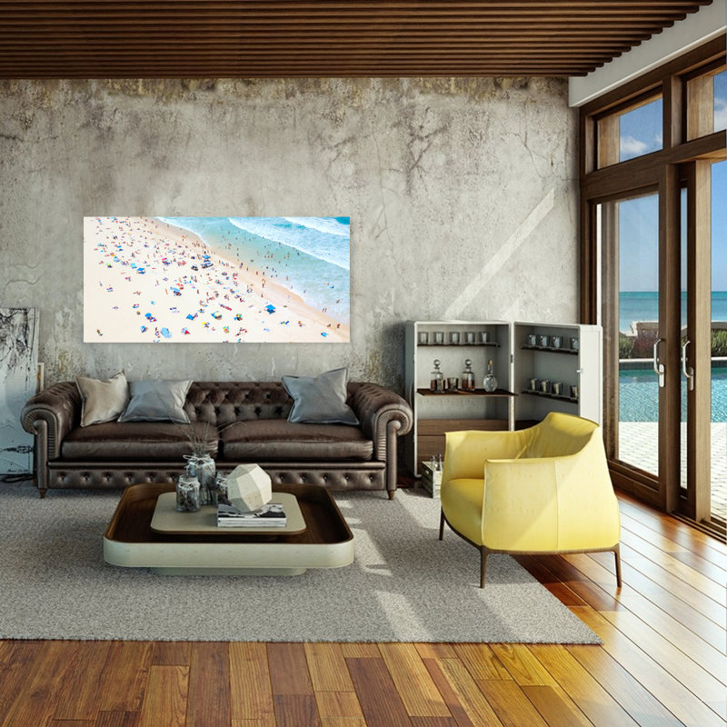 Busy Beach - photographie sans cadre, Acrylique