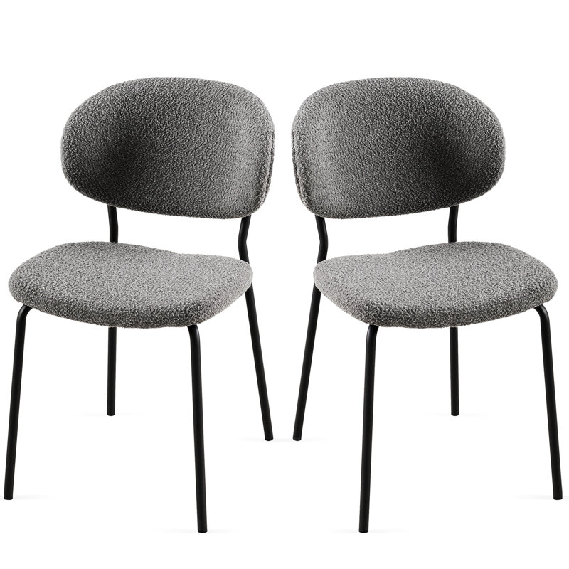 2 chaises de salle à manger en tissu gris Boucle - Transformez votre expérience avec de la mousse de style, des pieds en métal stables modernes pour les endroits chauds et brillants