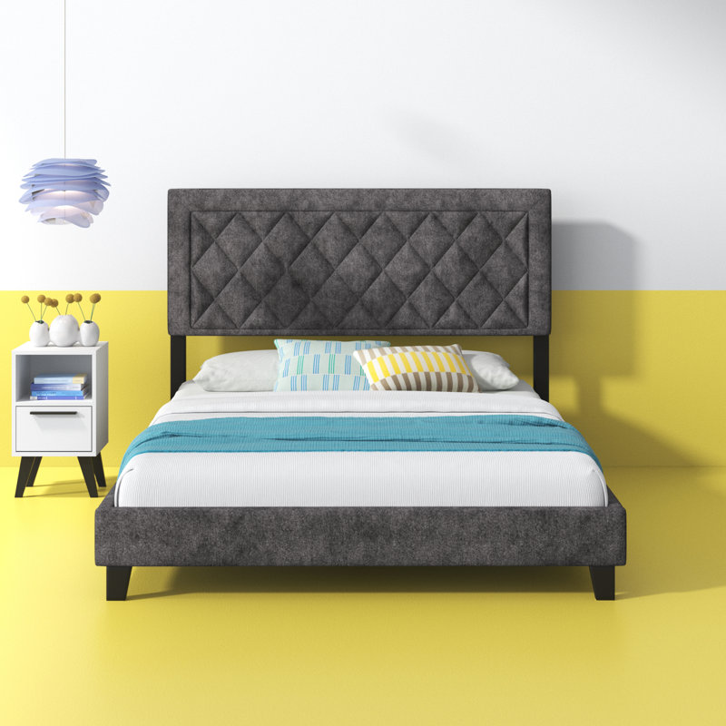 Aguadilla Upholstered Platform Bed, Gray, Queen