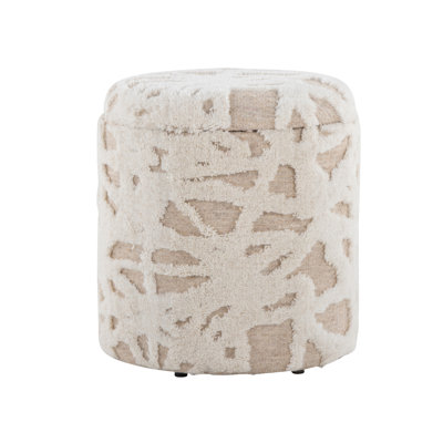 Storage Ottoman with High Pile Textured Wool, 16.5"L x 16.5"W x 18"H, Wool, 1-Piece, Storage Ottoman, Beige, High Pile Textured Design with Removable