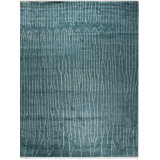 Green Hand-Knotted Wool Linear Dendrites Geometric Modern Contemporary Carpet Rug