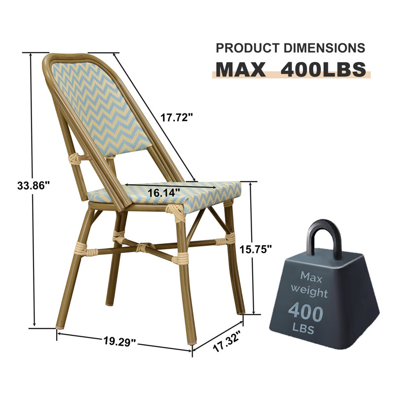 Chaise d'appoint de patio Fossen, Bleu clair