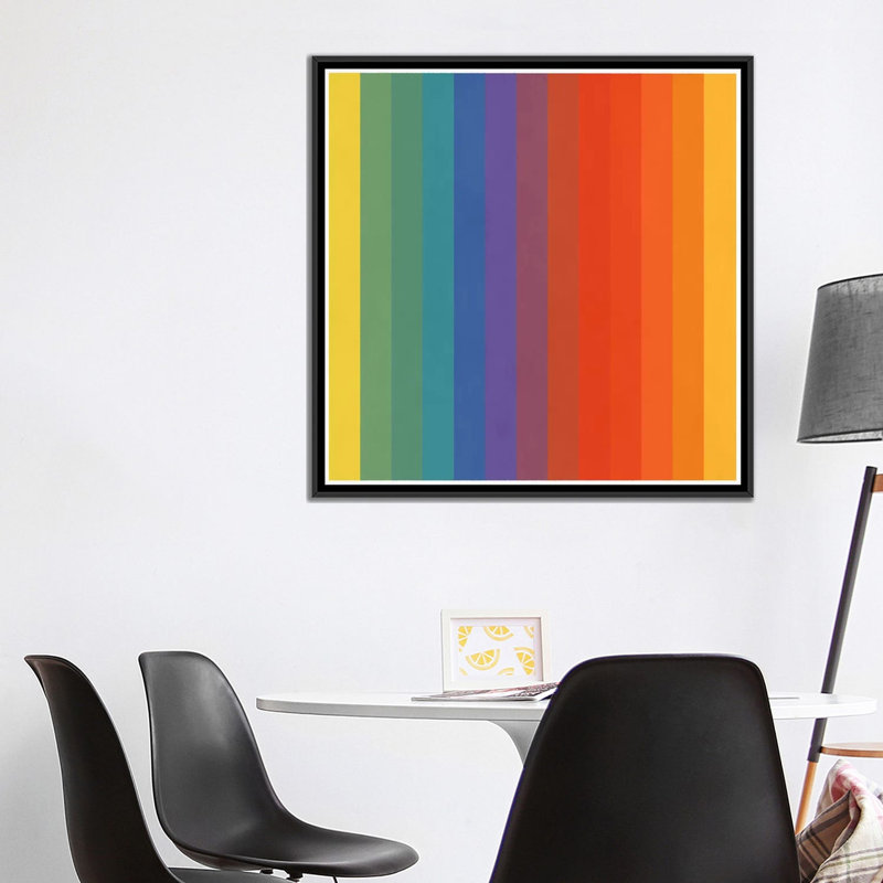 Albree Modern cPride Pattern, impression sur toile, H 37 po x l 37 po x P 1,5 po, Toile avec cadre noir, Pas de tapis