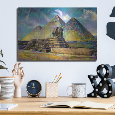  «Égypte, pyramides de Gizeh et sphinx» par Pierre Gavidia, art mural en métal