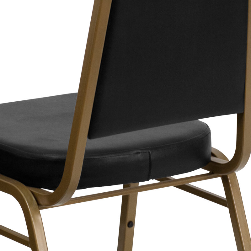 Black Vinyl and Gold Frame Stacking Banquet Chairs