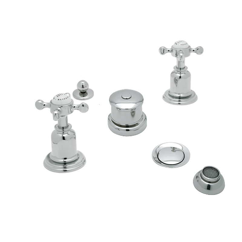 Edwardian 5-Hole Bidet Faucet with Handles, Cross